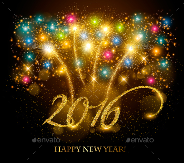 Celebration Background with a Gold 2016 - New Year Seasons/Holidays