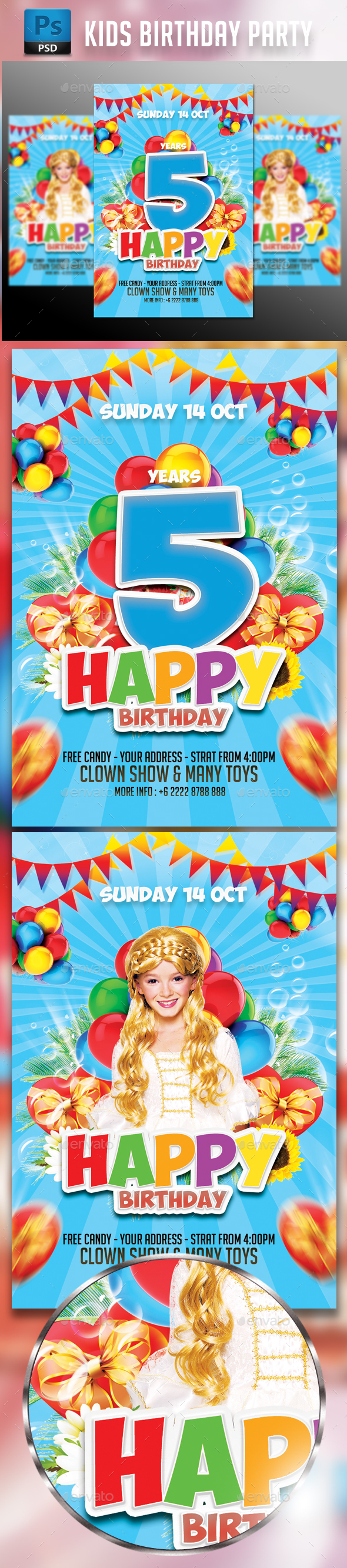 Kids Birthday Party Flyer Template - Events Flyers