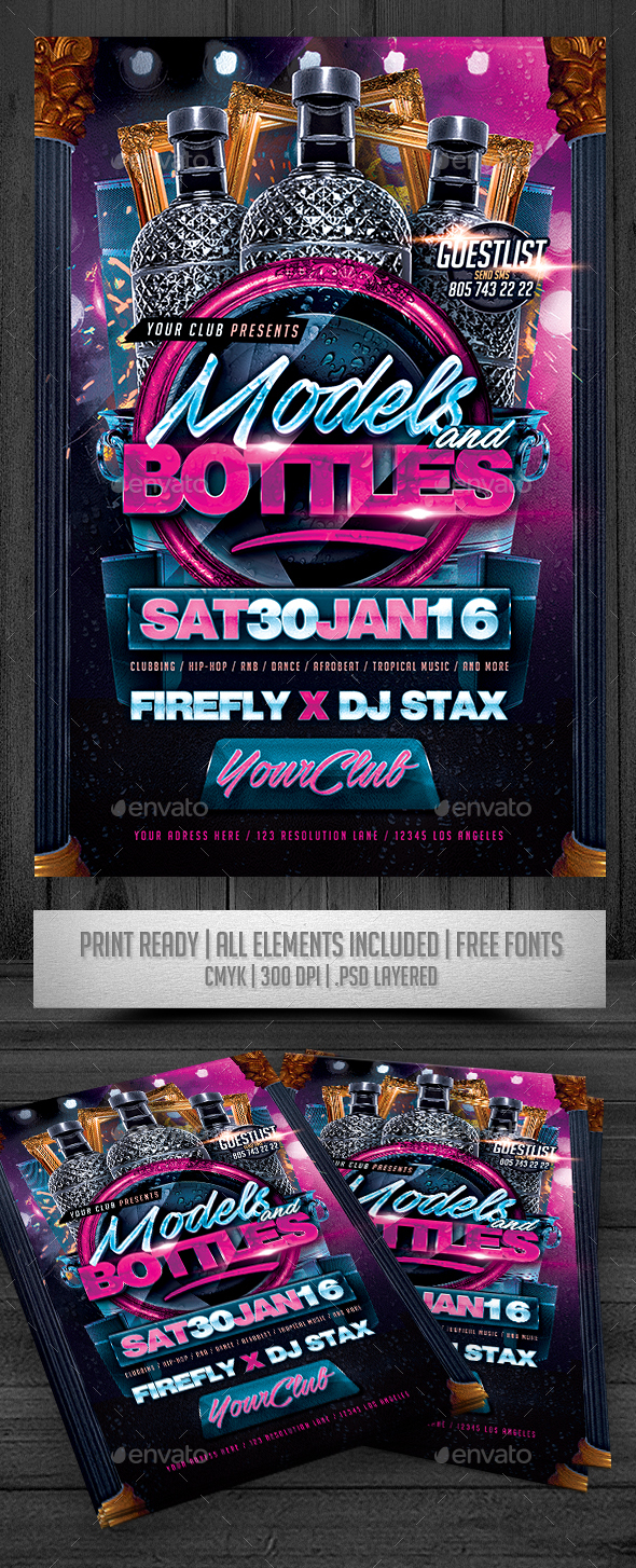 Models and Bottles Flyer - Events Flyers