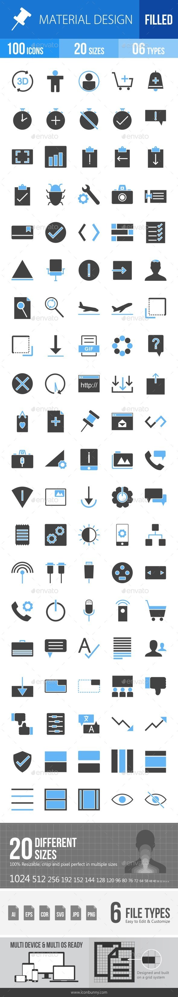 Material Design Blue & Black Icons - Icons
