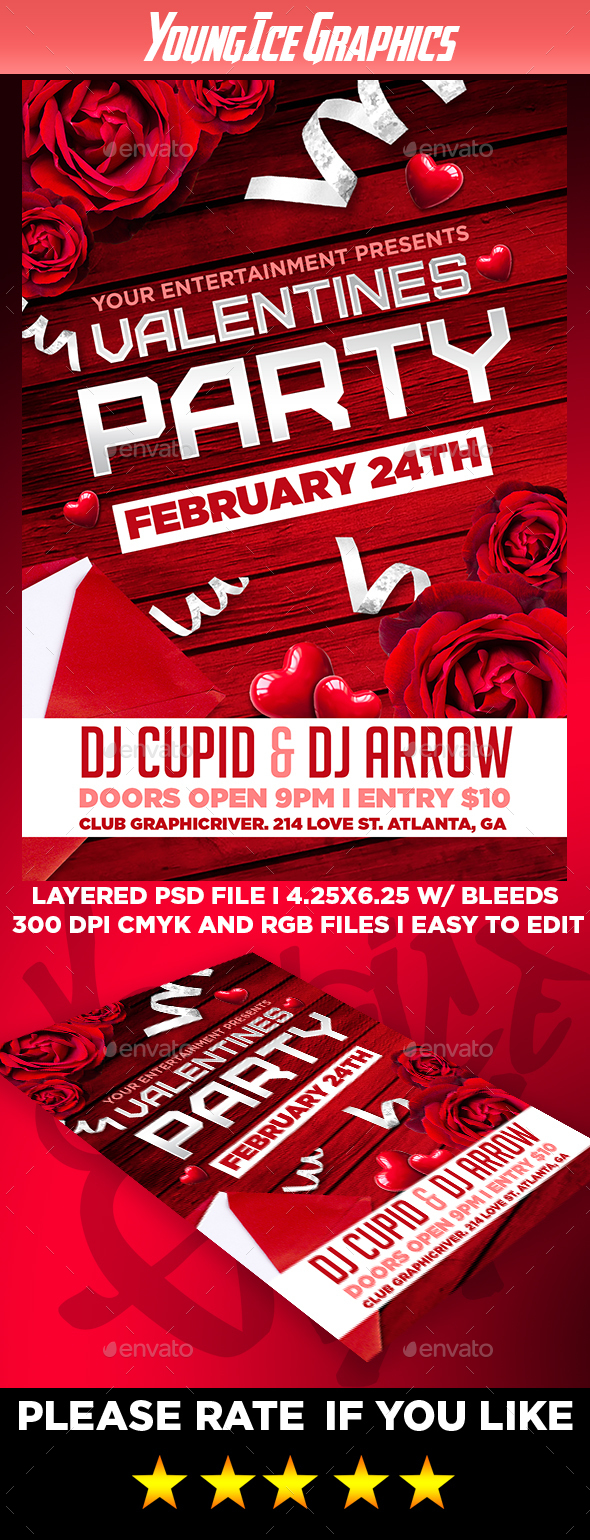 Valentines Party Flyer Template - Clubs & Parties Events