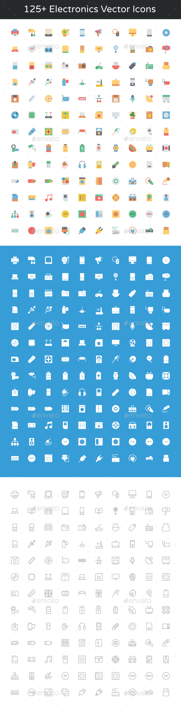 125+ Electronics Vector Icons - Objects Icons