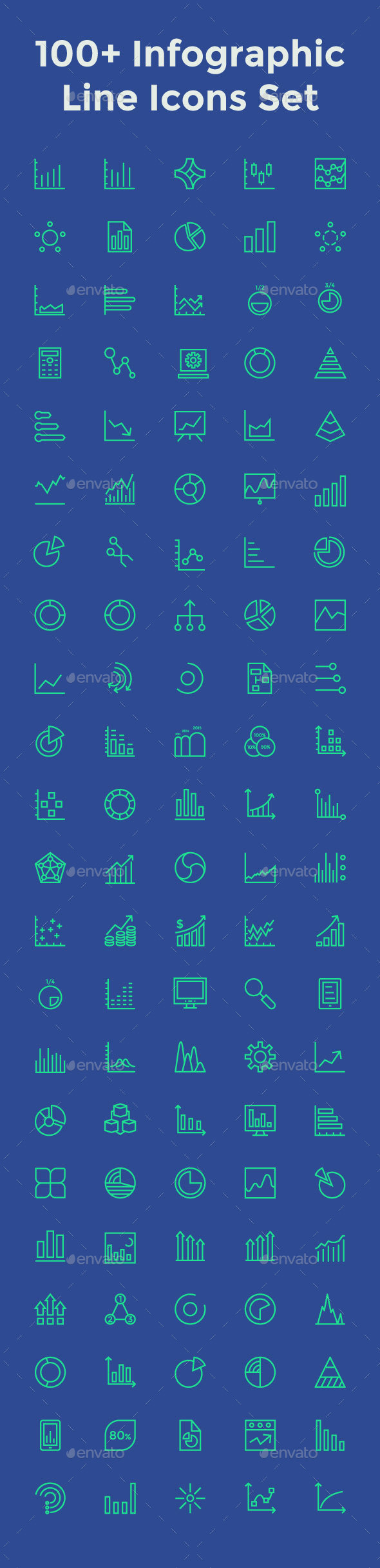 100+ Infographic Line Icons Set - Icons