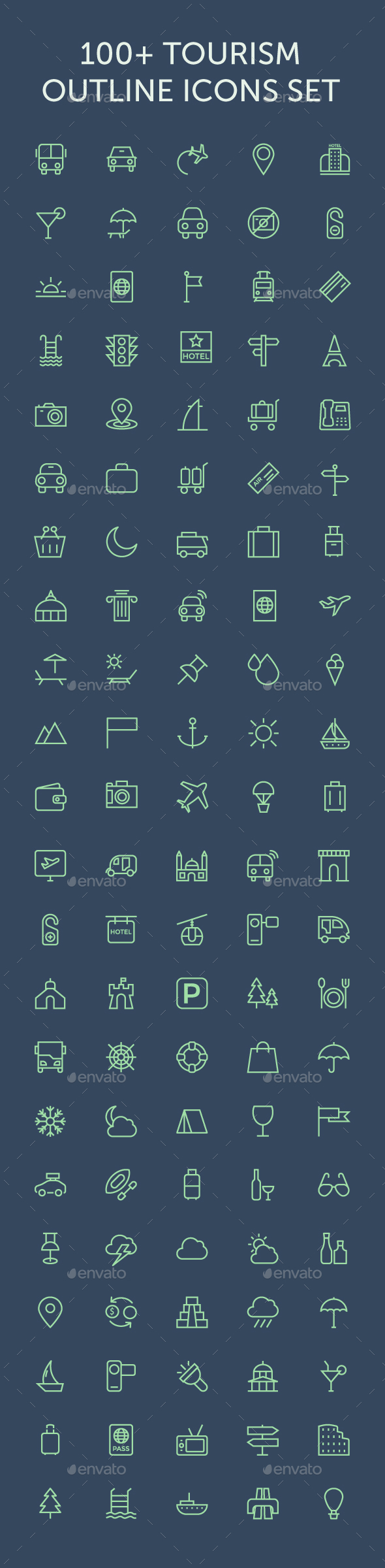 100+ Tourism Outline Icons Set - Icons