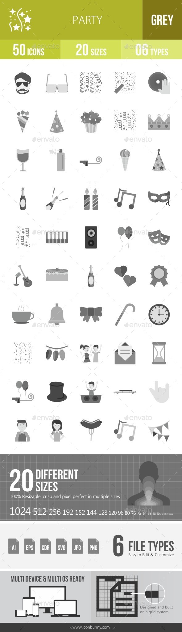 Party Greyscale Icons - Icons
