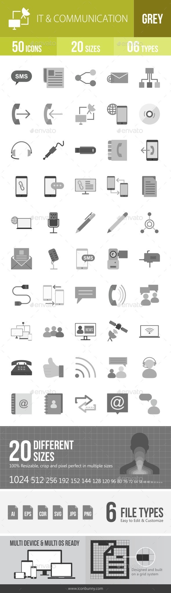 IT & Communication Greyscale Icons - Icons