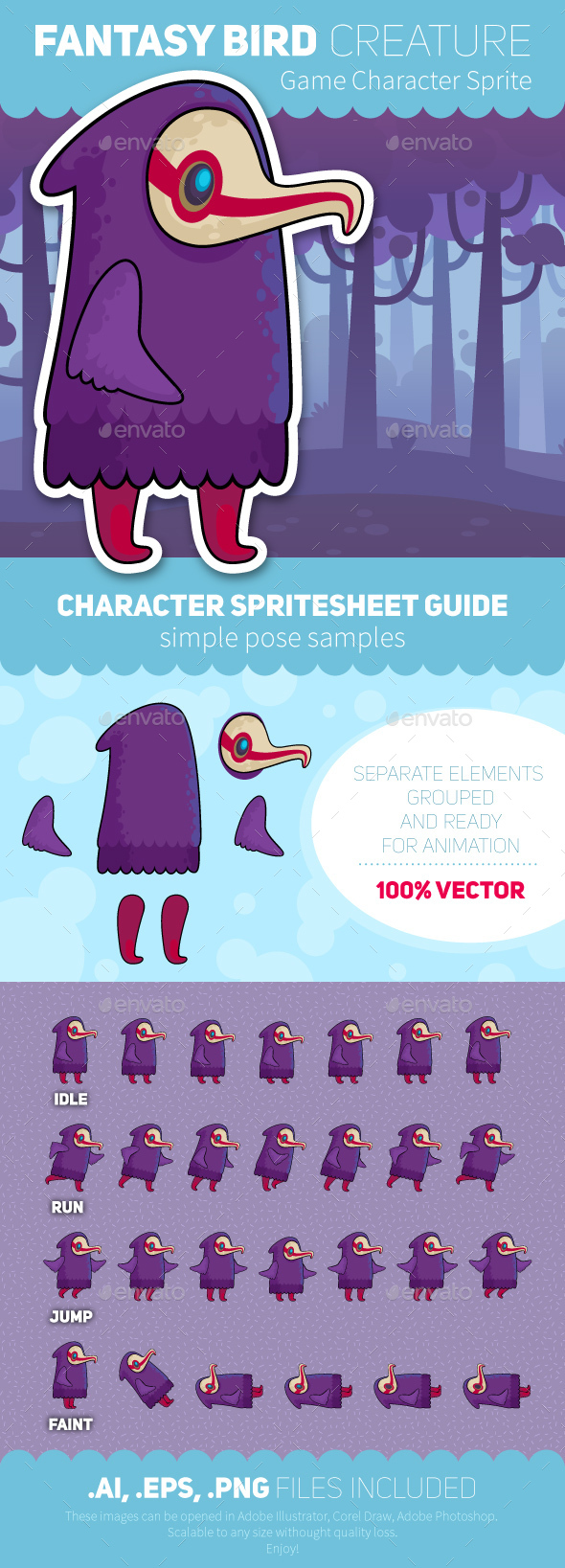 Game Character Sprite Sheet - Vectors
