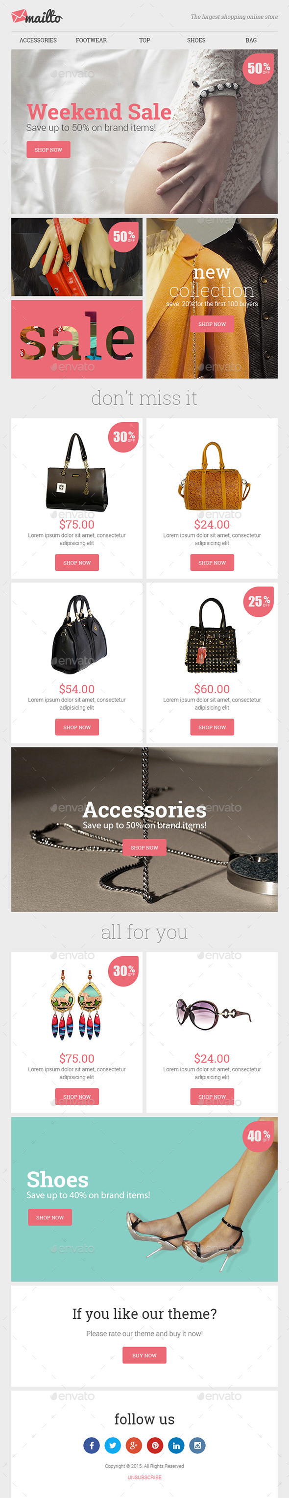 Mailto Shopping Email Template - E-newsletters Web Elements