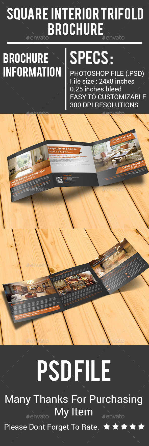 Square Interior Trifold Brochure - Corporate Brochures