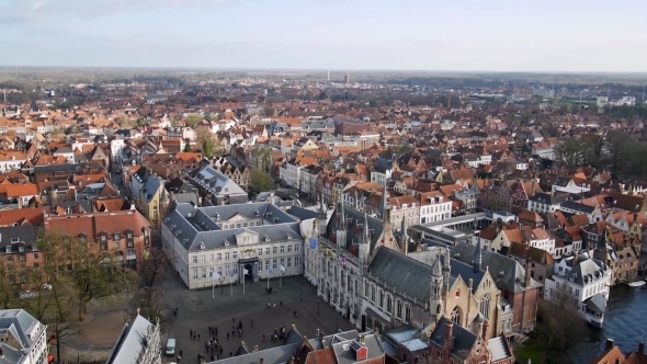 Top View Of The City Of Bruges, Belgium
