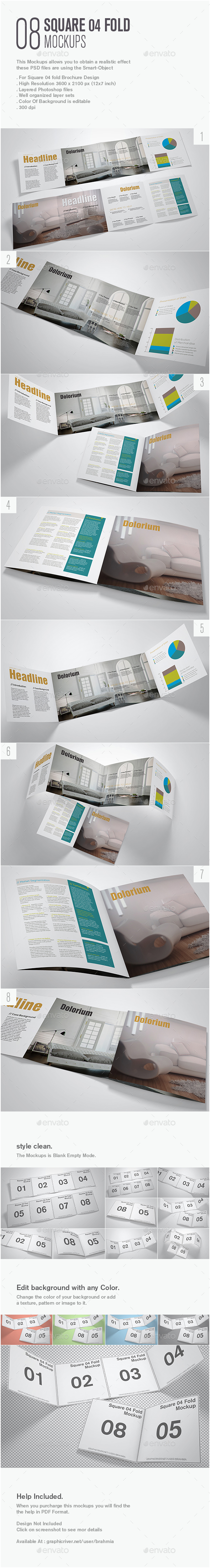 Square 04 Fold Mockup - Brochures Print