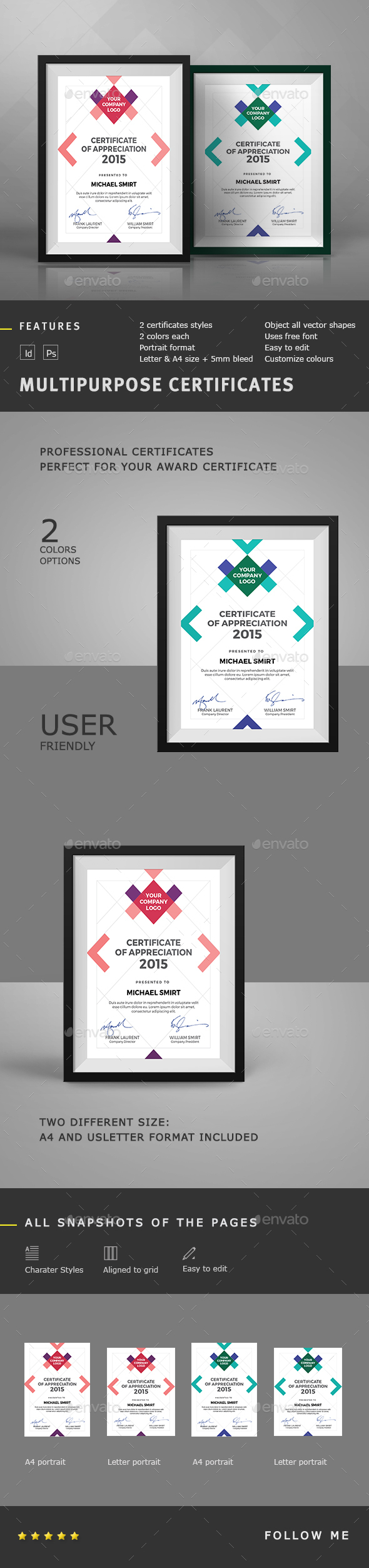 Simple Multipurpose Certificates - Certificates Stationery