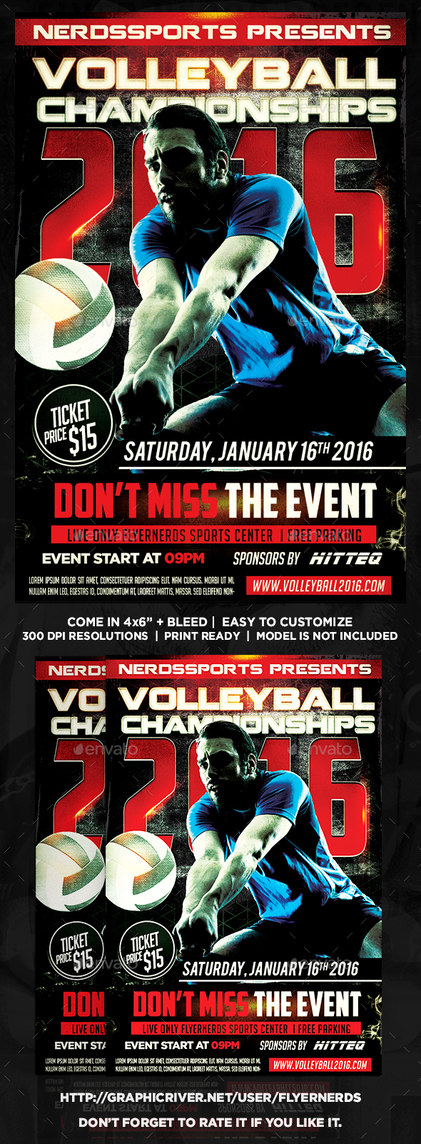 Volleyball Championships 2016 Sports Flyer - Sports Events