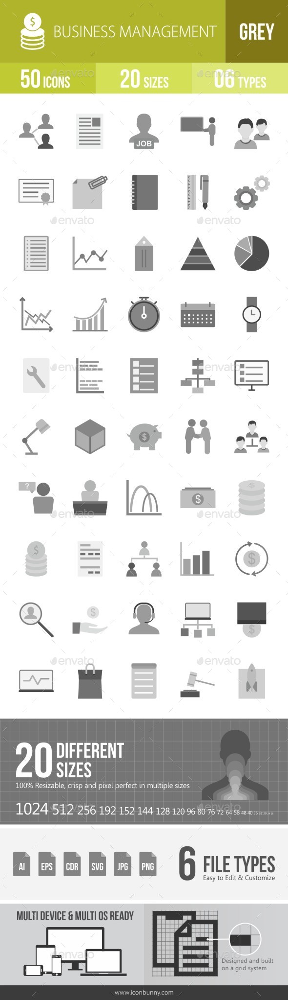 Business Management Greyscale Icons - Icons