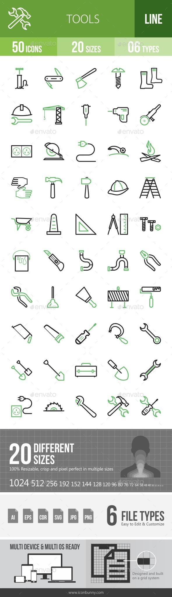 Tools Green & Black Icons - Icons