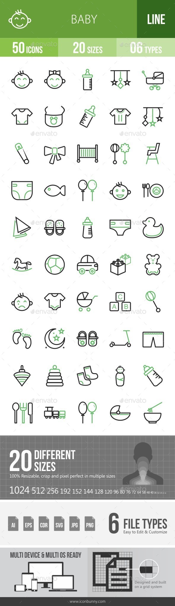 Baby Green & Black Icons - Icons
