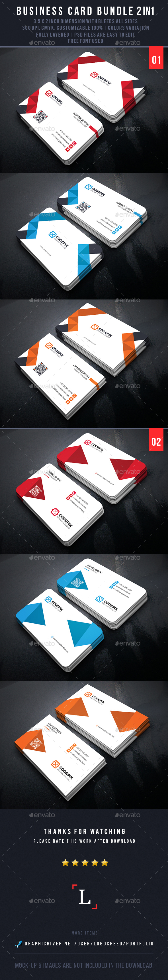 Corporate Business Card Bundle - Business Cards Print Templates