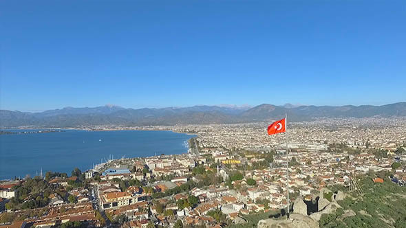 Fethiye Castle with Turkish Flag 2 