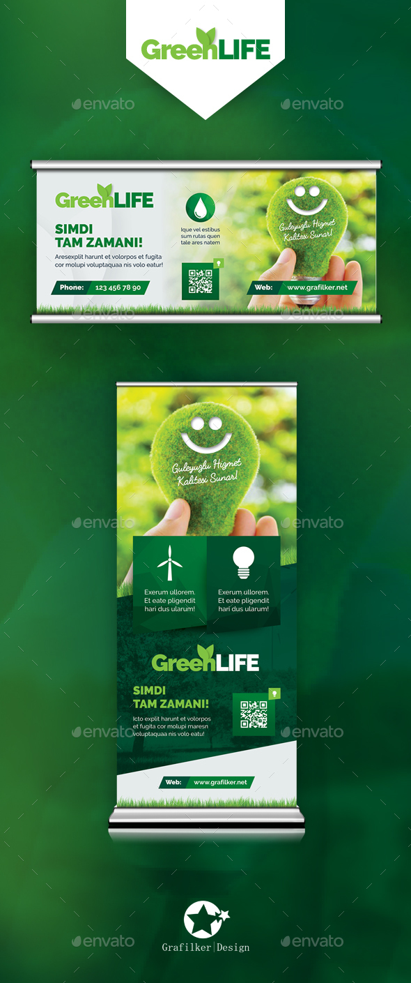 Green Energy Billboard & Roll-Up Templates - Signage Print Templates