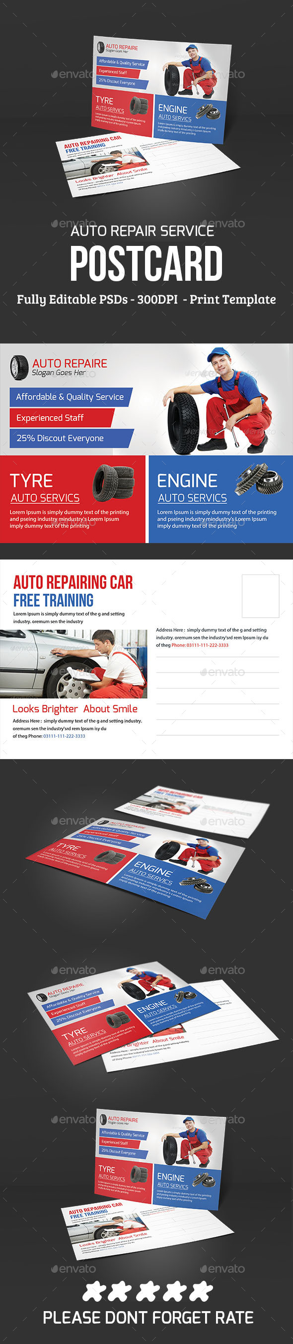 Auto Repair Service Post Card - Cards & Invites Print Templates