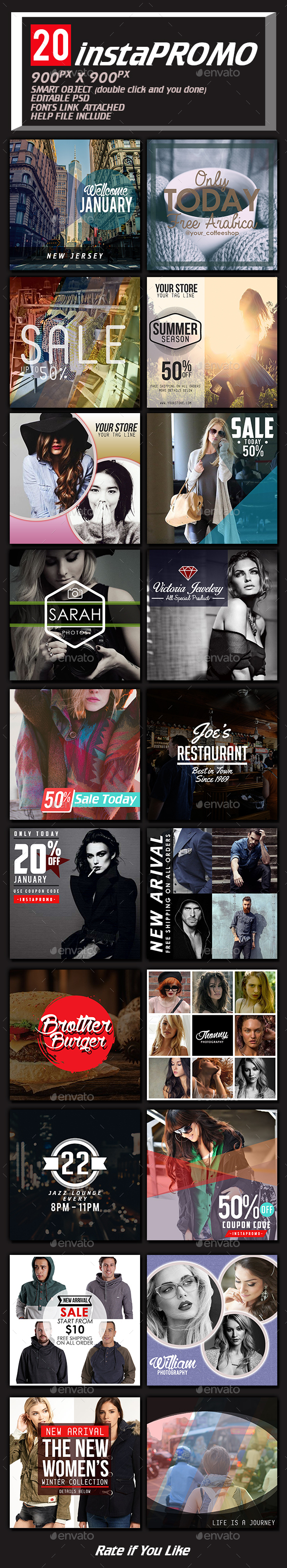 20 Instagram Templates - Social Media Web Elements