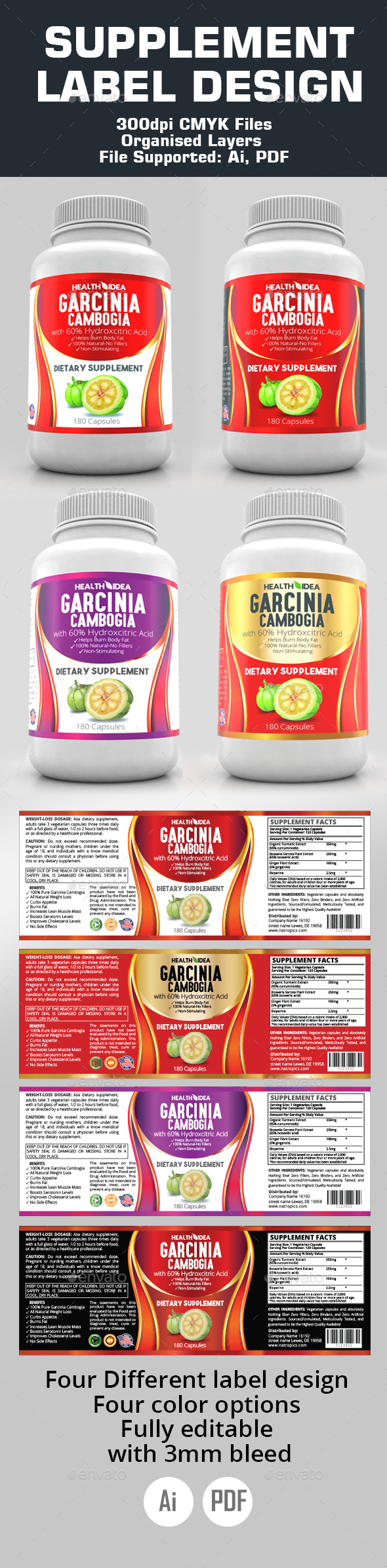 Supplement Label Templates - Packaging Print Templates