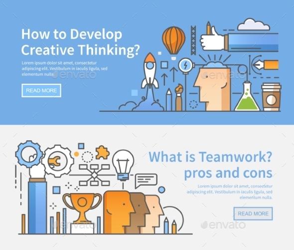 Business Banners Creative Process and Teamwork - Web Technology