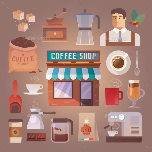 Coffee and Drink Icons - Decorative Symbols Decorative