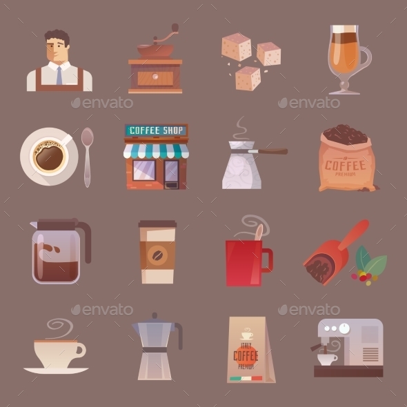 Coffee and Drink Icons - Decorative Symbols Decorative