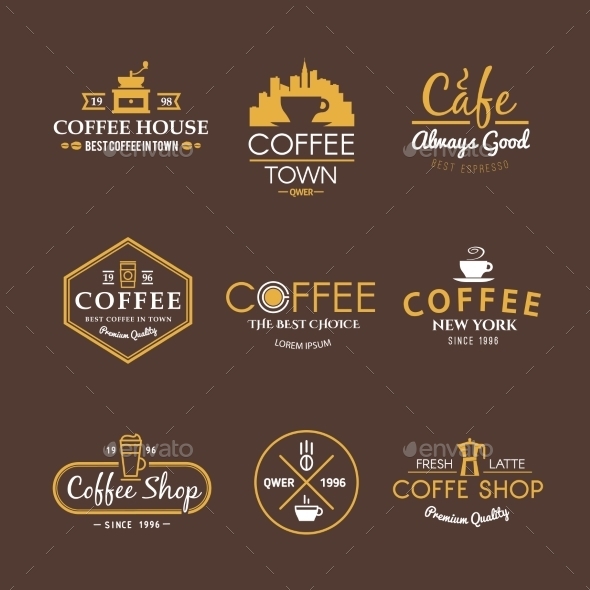 Drinks and Coffee Labels - Decorative Symbols Decorative