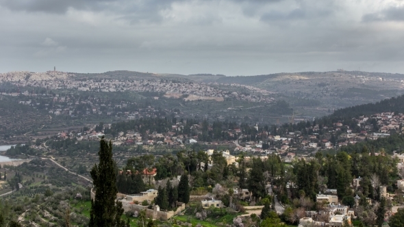 Clouds Float Over Jerusalem View Of The Mountains
