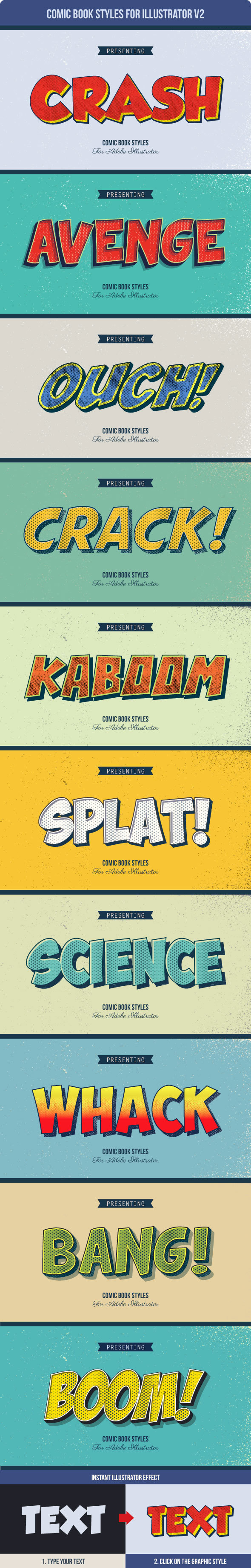 Comic Book Styles for Illustrator V2 - Styles Illustrator