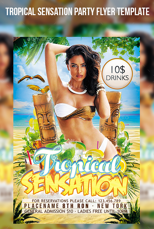 Tropical Sensation Party Flyer Template - Events Flyers