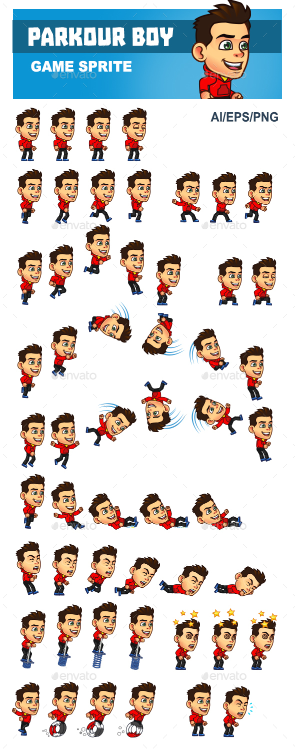 Parkour Boy Game Sprite - Sprites Game Assets