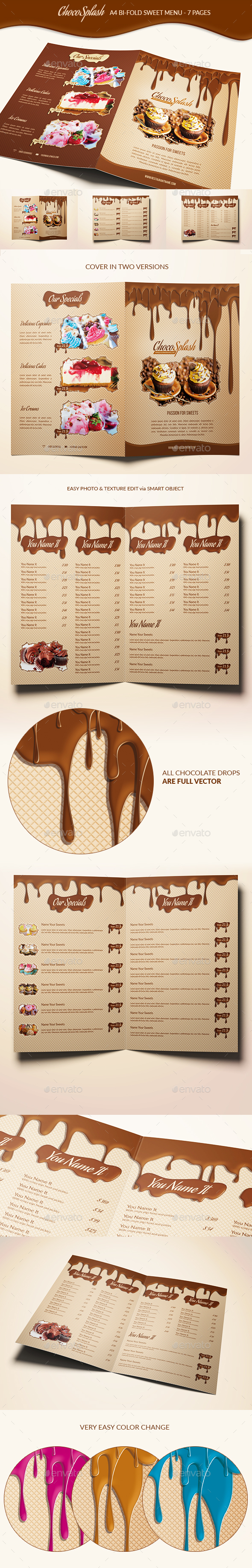 Choco Splash Menu - Food Menus Print Templates
