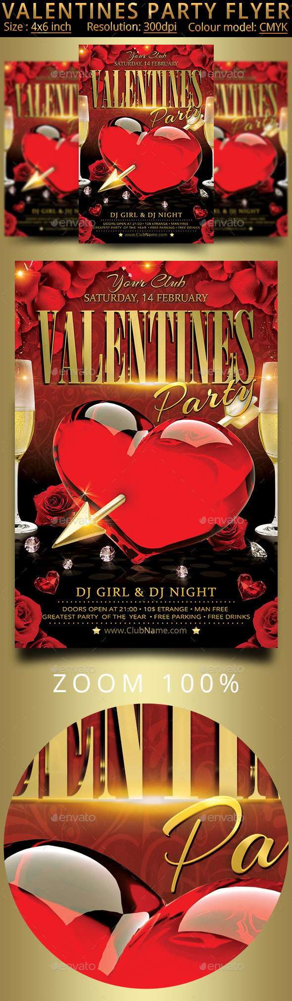 Valentines Party Flyer Template