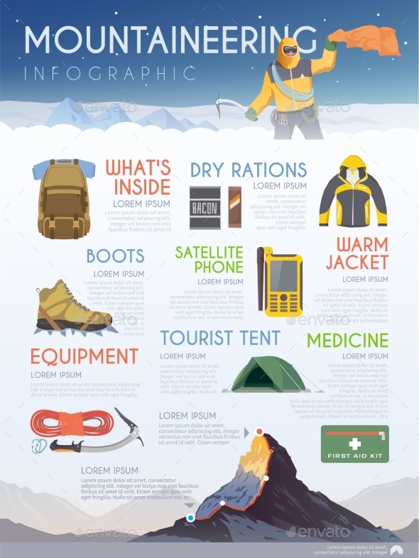Mountaineering Brochure Infographic - Travel Conceptual