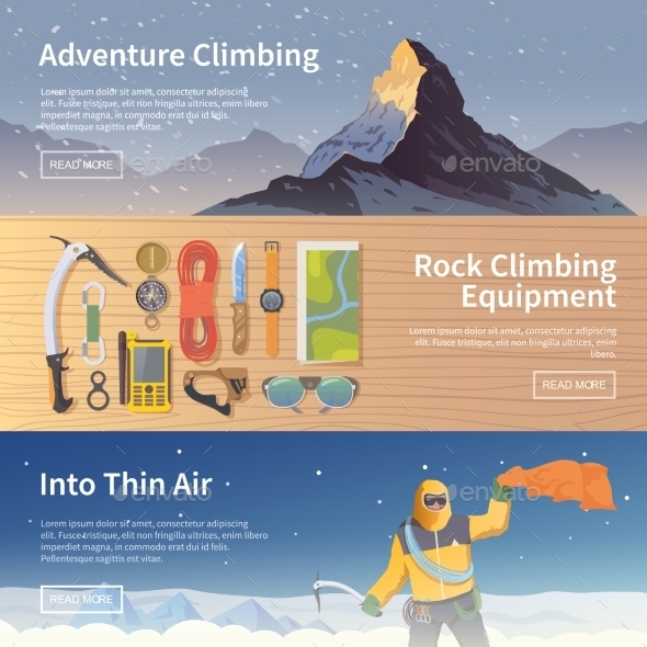 Climbing Flat Web Banners - Travel Conceptual