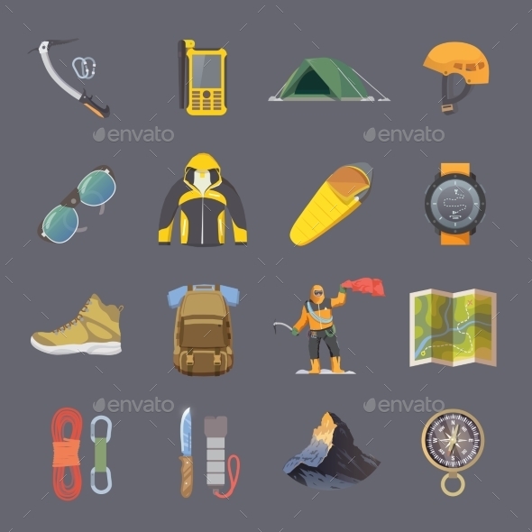 Climbing Flat Icons - Travel Conceptual