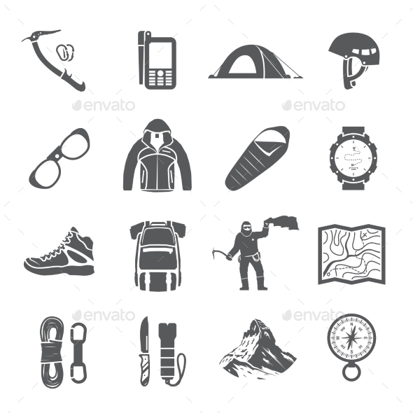 Climbing Black and White Icons - Travel Conceptual