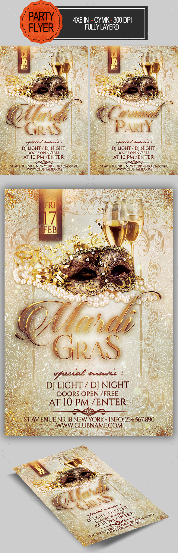 Carnival Mardi Gras Flyer - Clubs & Parties Events