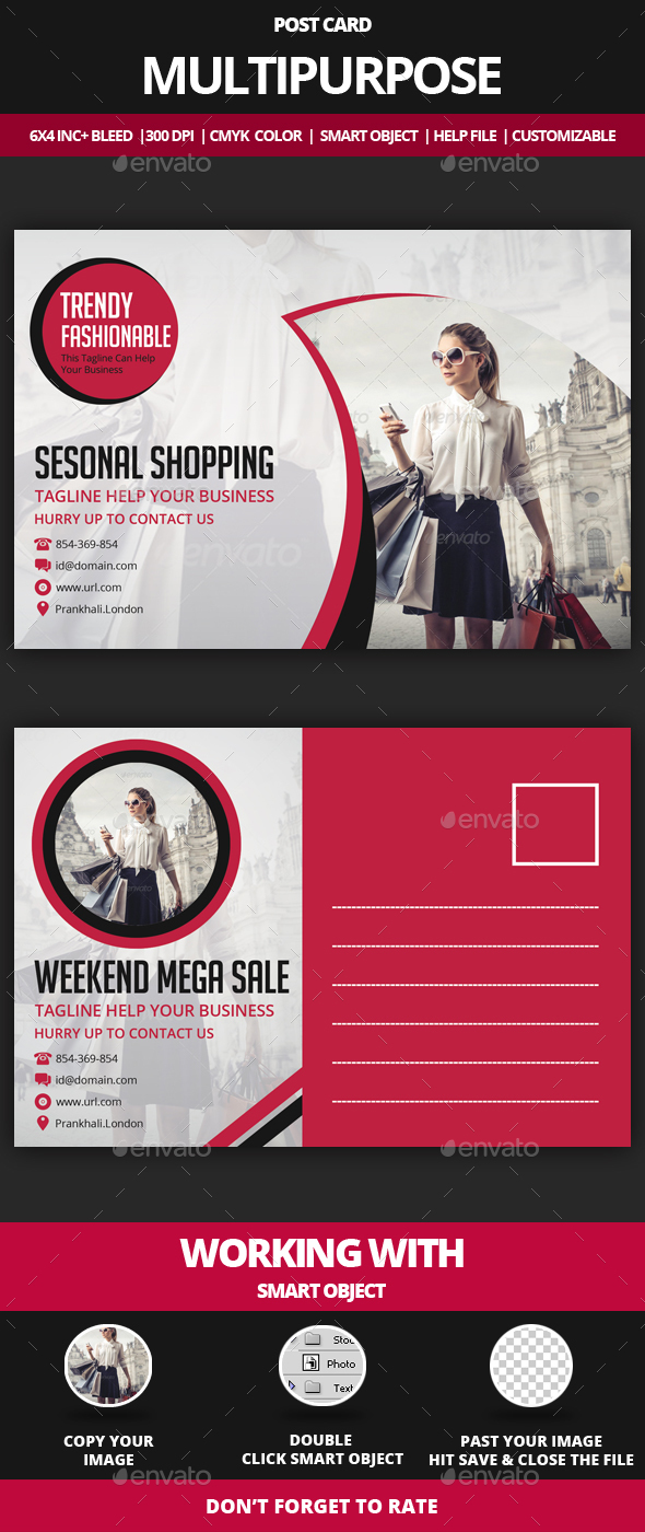 Multipurpose Post Card - Cards & Invites Print Templates