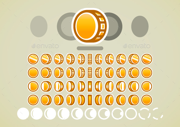 Animated Golden Coins - Sprites Game Assets