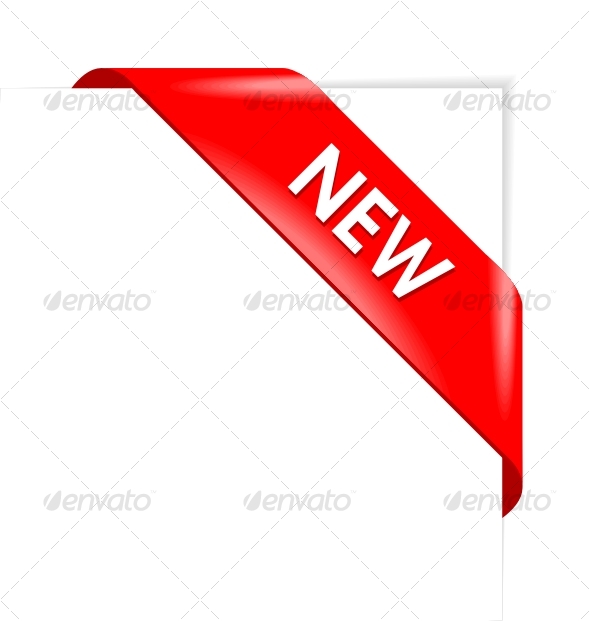 New red corner business ribbon - Decorative Symbols Decorative