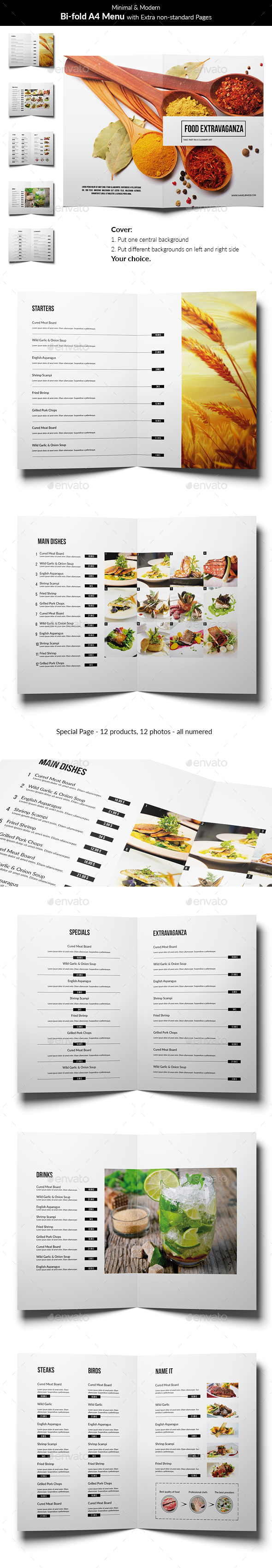 Minimal and Modern Food Menu - Food Menus Print Templates