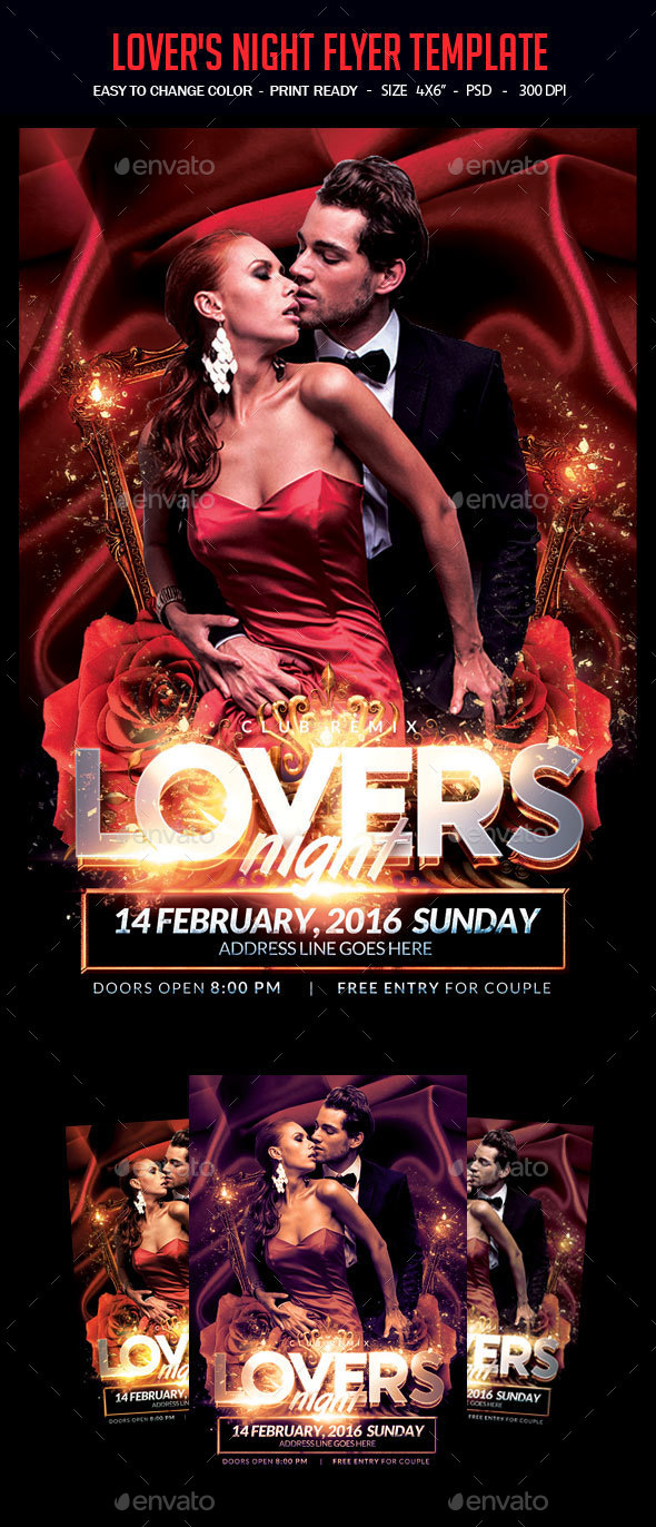 Lover's Night Flyer Template - Clubs & Parties Events