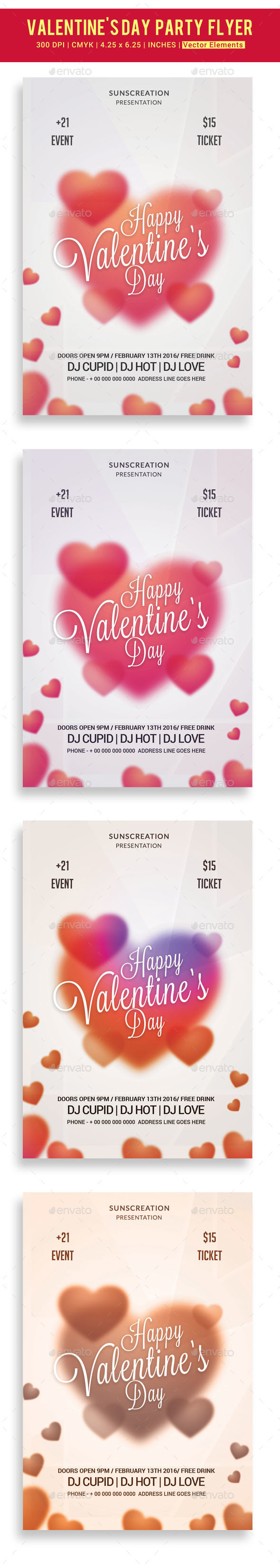Valentine's Day Party Flyer template - Clubs & Parties Events