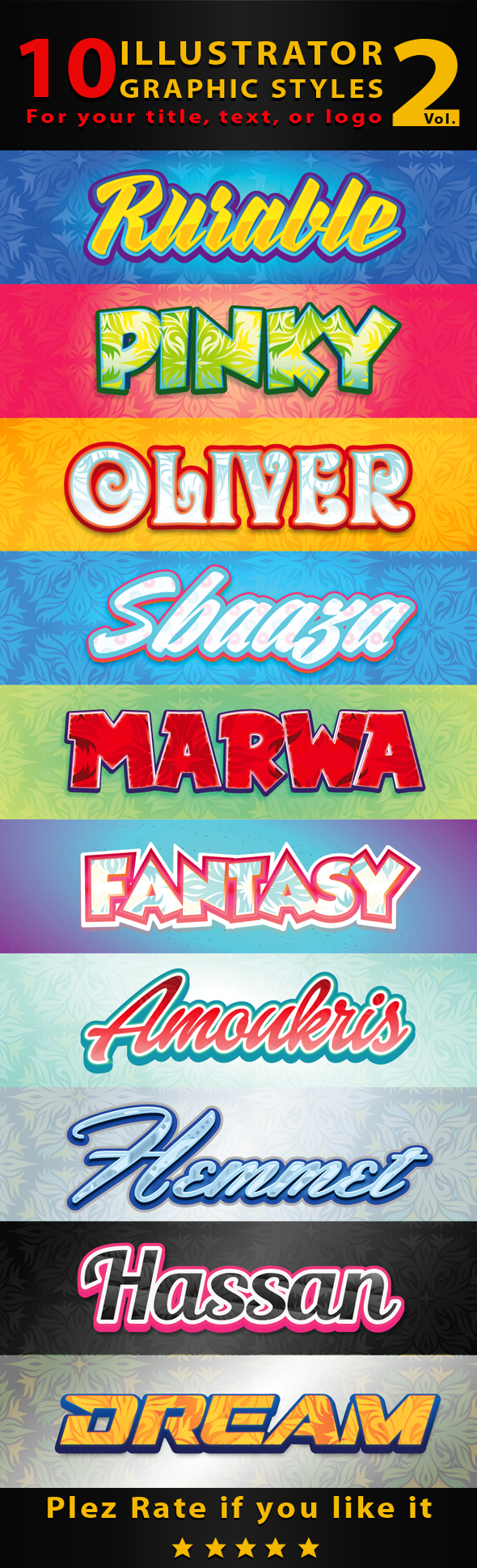 10 Illustrator Graphic Styles Vol.2 - Styles Illustrator