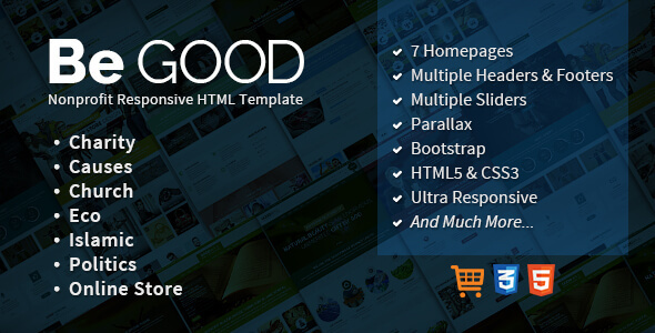 Be Good Nonprofit Multi-purpose Site Template - Nonprofit Site Templates