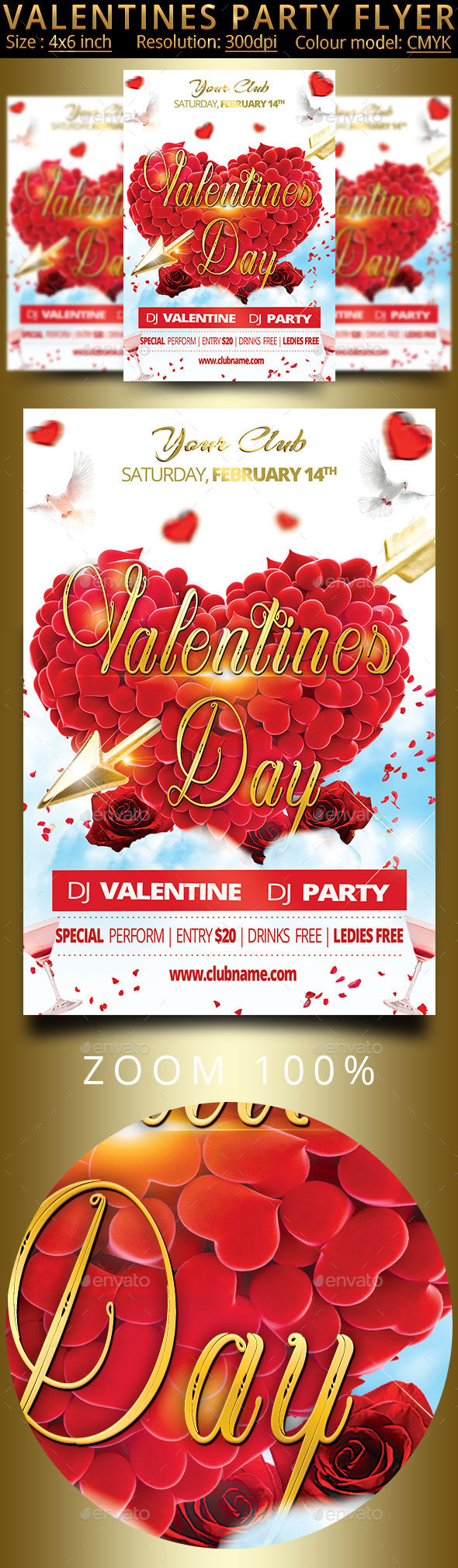 Valentines Party Flyer Template